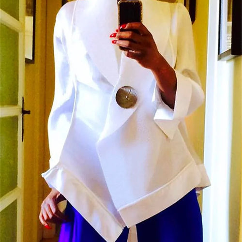 Load image into Gallery viewer, Women&#39;s shirts &amp; blouses Summer 2024 Long Sleeves Loose Buttoned Stand Collar Office White Tops Clothes for Female
