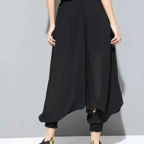 Load image into Gallery viewer, High Elastic Waist Black Chiffon Long Harem Pants New Loose Fit Trousers Women Fashion Tide Spring Autumn 2025 1DF5297
