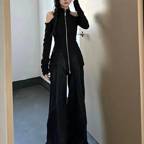 Load image into Gallery viewer, Sexy Fairy Off-the-shoulder Streetwear Slim T-shirts Grunge Knitted Y2k Aesthetic Tees Harajuku Vintage Casual Split Tops Women
