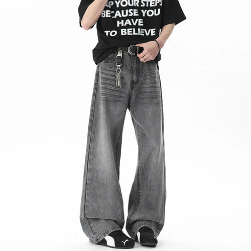 Load image into Gallery viewer, Male Jeans New American Style Flower Tied Cat Beard Design Gradient Color Trendy Men&#39;s Straight Leg Casual Bottoms 9W1805
