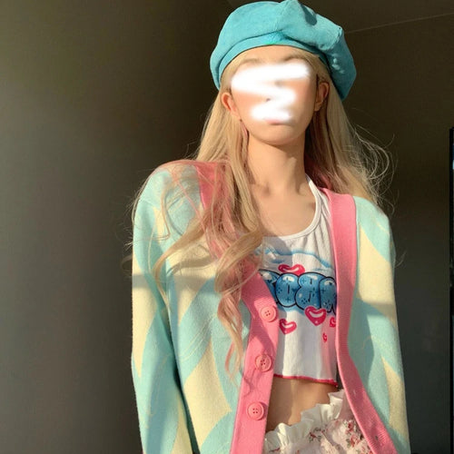 Load image into Gallery viewer, Women Cardigan Knitted Sweater Loose Single Breasted Students V-neck Lovely Knitwear Korean Cardigans Tops Pull Femme
