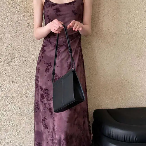 Load image into Gallery viewer, Women Brown Printed Vintage Long Spaghetti Strap Dress New Round Neck Sleeveless Fashion Tide Spring Summer 2025 1DJ0289
