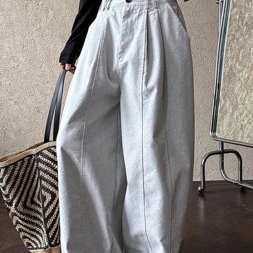 Load image into Gallery viewer, High Waist White Pleated Brief Long Elegant Wide Leg Jeans New Women Trousers Fashion Tide Spring Autumn 2025 1DH9977
