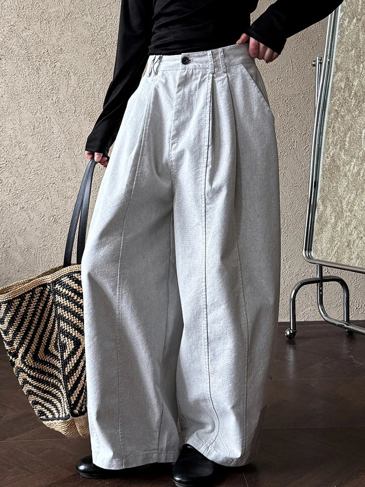 High Waist White Pleated Brief Long Elegant Wide Leg Jeans New Women Trousers Fashion Tide Spring Autumn 2025 1DH9977