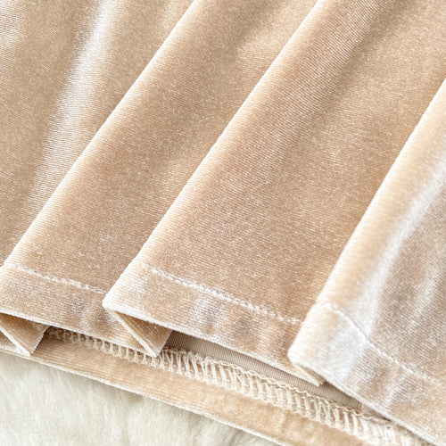 Load image into Gallery viewer, Korean Version Khaki Hanging Neck Sexy Club Slim Velvet Mini Dress Off Shoulder Backless Short Dress Spring Summer With Sleeves
