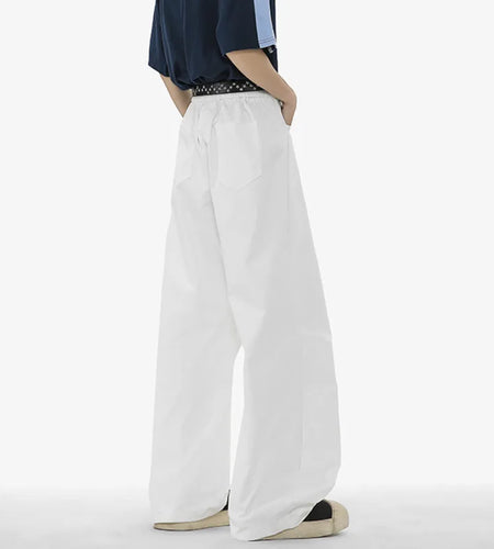 Spring Male Casual Pants New Korean Fashion Solid Color Floor Design Trousers Wide Leg Trendy Menwear Overalls 2025 9W1394