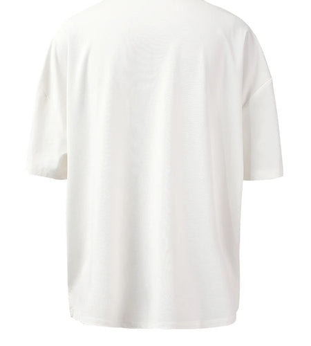 Women White Irregular Spliced Big Size Casual T-shirt New Round Neck Short Sleeve Fashion Tide Spring Summer 2025 1DH5360