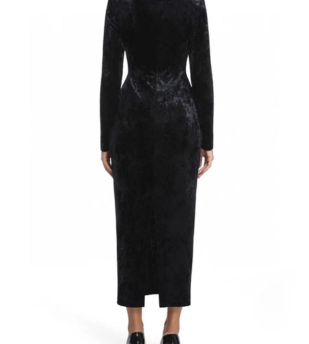 Slimming Spliced Folds Temperament Dresses for Women V Neck Long Sleeves Patchwork Zipper Fashion Dress Female New