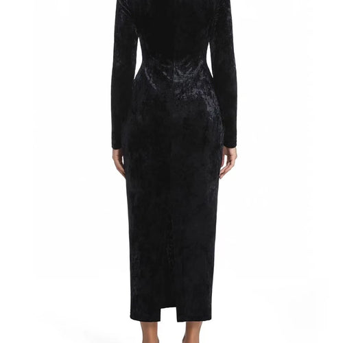 Load image into Gallery viewer, Slimming Spliced Folds Temperament Dresses for Women V Neck Long Sleeves Patchwork Zipper Fashion Dress Female New
