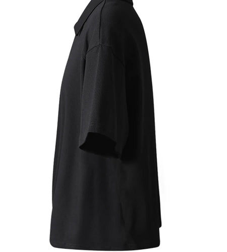 Women White Irregular Pleated Big Size Casual T-shirt New Lapel Short Sleeve Fashion Tide Spring Summer 2025 CPG3169