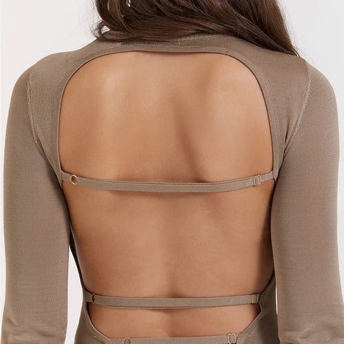 Load image into Gallery viewer, Turtleneck Backless Bodycon Midi Dress For Women New Autumn Winter Long Sleeve Club Party Sexy Long Dress Vestidos
