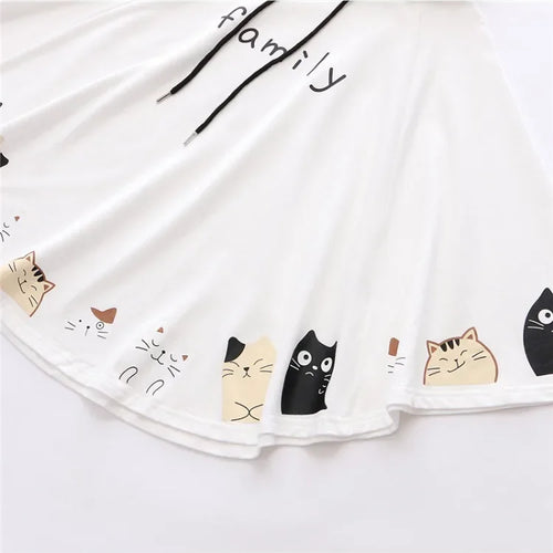 Load image into Gallery viewer, Women Cloak Outerwear Cartoon Cat Print With Ears On Hood Hoodies Coat Pullover Poncho Jacket  Hooded
