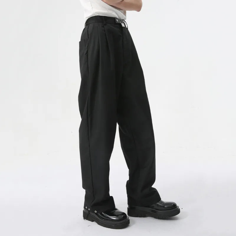 Minimalist Men's Casual Suit Pants Wide Leg Soild Color Loose Male Elastic Waist Trousers Stylish Summer 9C6152