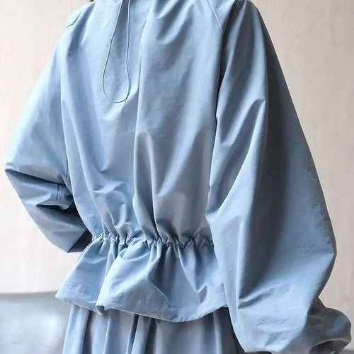 Load image into Gallery viewer, Purple Drawstring Big Size Casual Jacket New Stand Collar Long Sleeve Women Coat Fashion Tide Spring Autumn 2025 1DH6530
