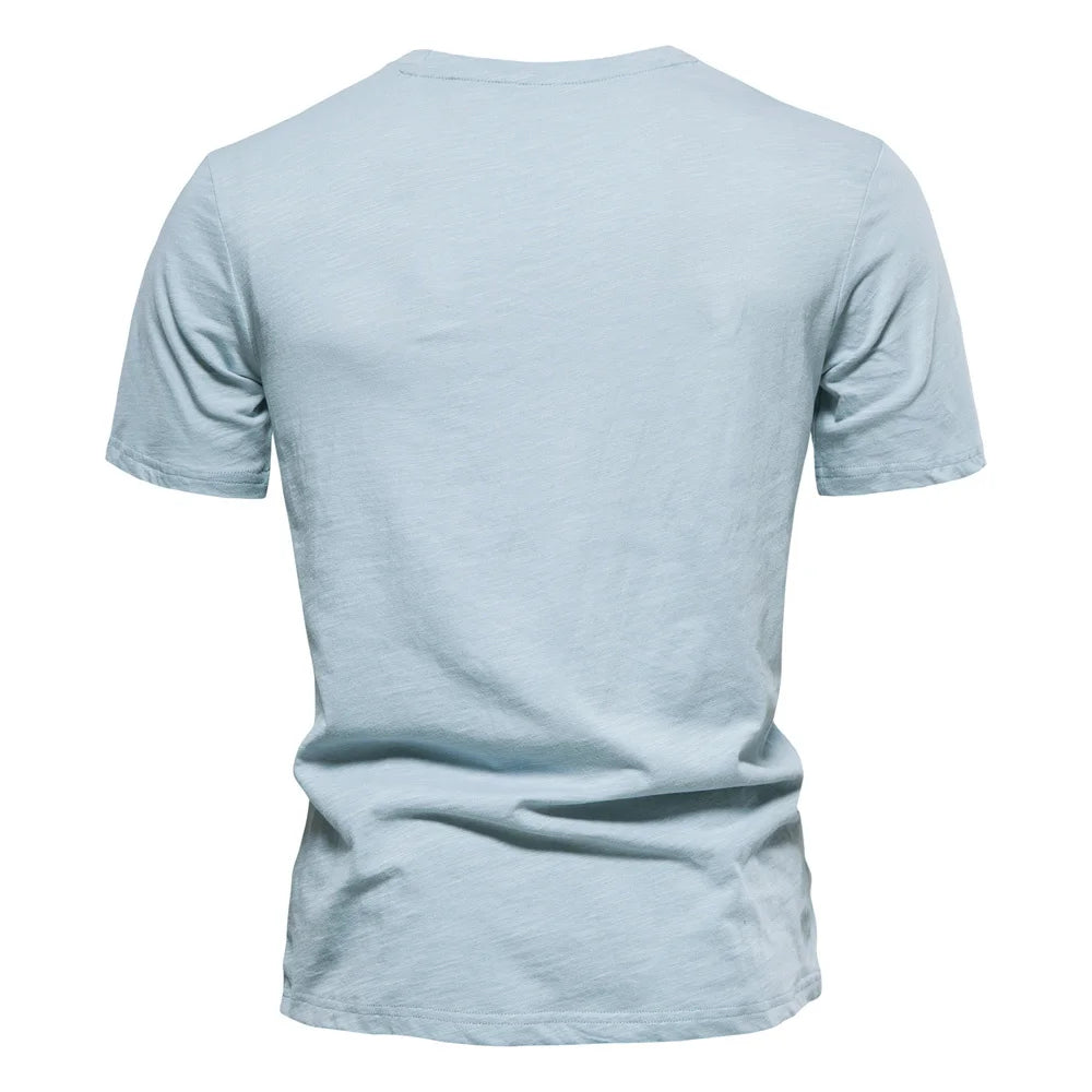 100% Cotton Men's T-shirts Single Pocket Fashion Solid Color Casual Tshirts for Men Brand Quality Tops Tees New Summer