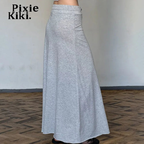 Load image into Gallery viewer, Drawstring Elastic Low Waist Fishtail Maxi Skirt Fall Clothes 2024 Women Casual Grey Knitted Long Skirts P67-CI41
