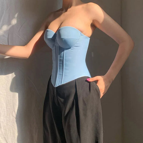 Load image into Gallery viewer, Corset Tops y2k Clothes Women Solid Color Off Shoulder Strapless  Fishbone Bustier Bandeau Sexy Clothing Streetwear
