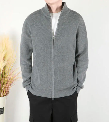 Men's Spring Sweater Jacket  Knitted Summer British Style Zipper Cardigan Sweaters Loose Casual Stand Collar Jackets 9W1208