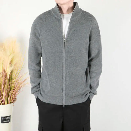 Load image into Gallery viewer, Men's Spring Sweater Jacket  Knitted Summer British Style Zipper Cardigan Sweaters Loose Casual Stand Collar Jackets 9W1208
