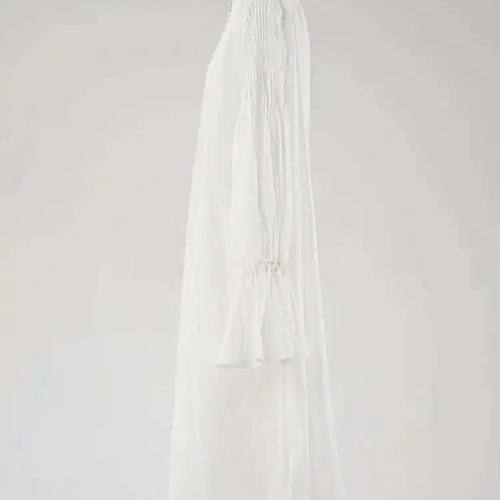 Load image into Gallery viewer, Women White Big Size Elegant Shirt Dress New Stand Collar Long Flare Sleeve Fashion Tide Spring Autumn 2025 CPDB216
