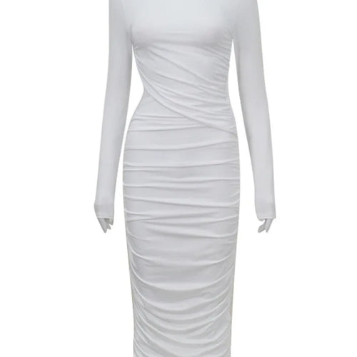 Load image into Gallery viewer, Elegant Women Long Sleeved Sexy Hollow Out Party Evening Dress Pleated Tight Elegant Formal Vestidos Autumn/winter 2025
