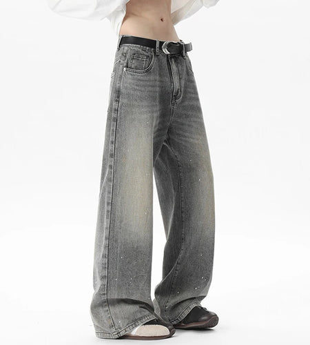 Summer New Chic Male Jeans Straight Wide Leg Men's Denim Pants 2025 Stylish Men Clothing Streetwear American Style 9W1652