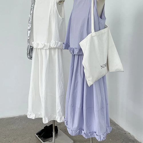Load image into Gallery viewer, Purple Tank Top Ruffles Half-body Skirt Two Pieces Suit New Round Neck Sleeveless Women Fashion Spring Summer 2025 1DJ1471
