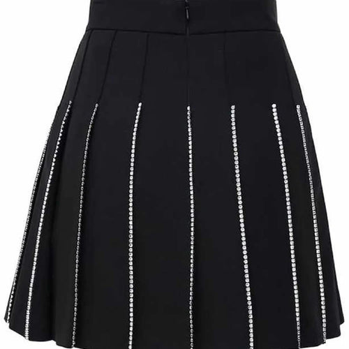 Load image into Gallery viewer, Korean Patchwork Diamond Skirt For Female High Waist Solid Minimalist Mini Pleated Skirts Women Fashion Summer
