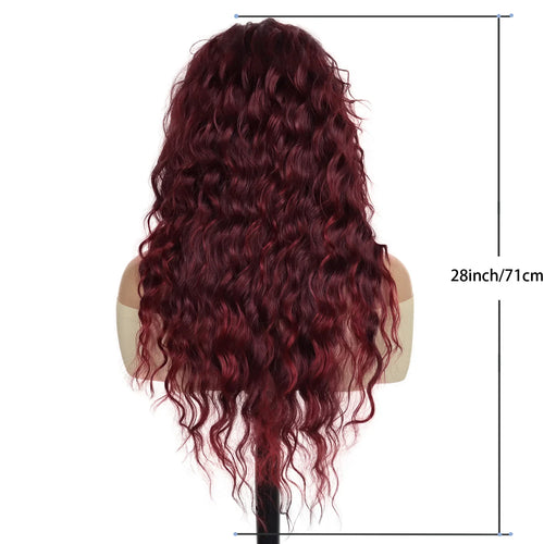 Load image into Gallery viewer, Synthetic Wigs for Women Red Long Curly Wig with Thick Top Free Part Hairline Water Wave Wigs Curls Units Halloween Wig
