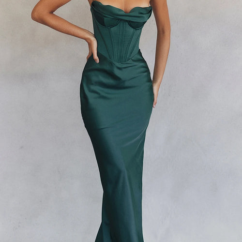 Load image into Gallery viewer, Wedding Guest Dress Women 2023 Bodycon Satin Maxi Dress Long Spaghetti Strap Sexy Prom Evening Party Dresses with Glove Purple
