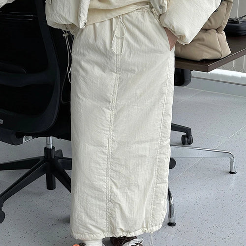 Load image into Gallery viewer, High Waist Beige Drawstring Shaped Warm Duck Down Half-body Skirt Women Fashion Tide New Autumn Winter 2025 1DH7468

