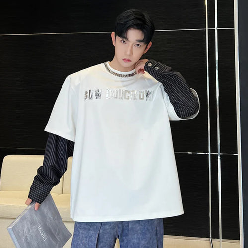 Load image into Gallery viewer, Men&#39;s Sweatshirt New Korean Striped Top Fashion Long Sleeve Splicing Pyrographic Summer Loose Niche Male Clothing 9W1581
