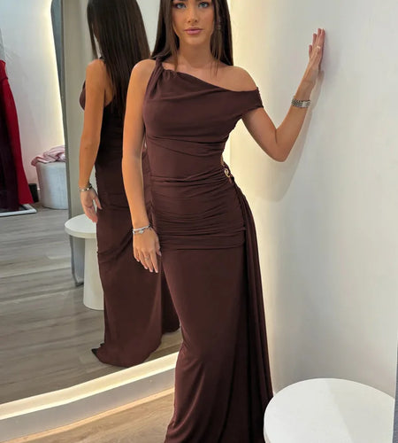 Oblique Shoulder Backless Sexy Maxi Dress For Women Fashion Off-shoulder Sleeveless High Waist Bodycon Club Long Dress