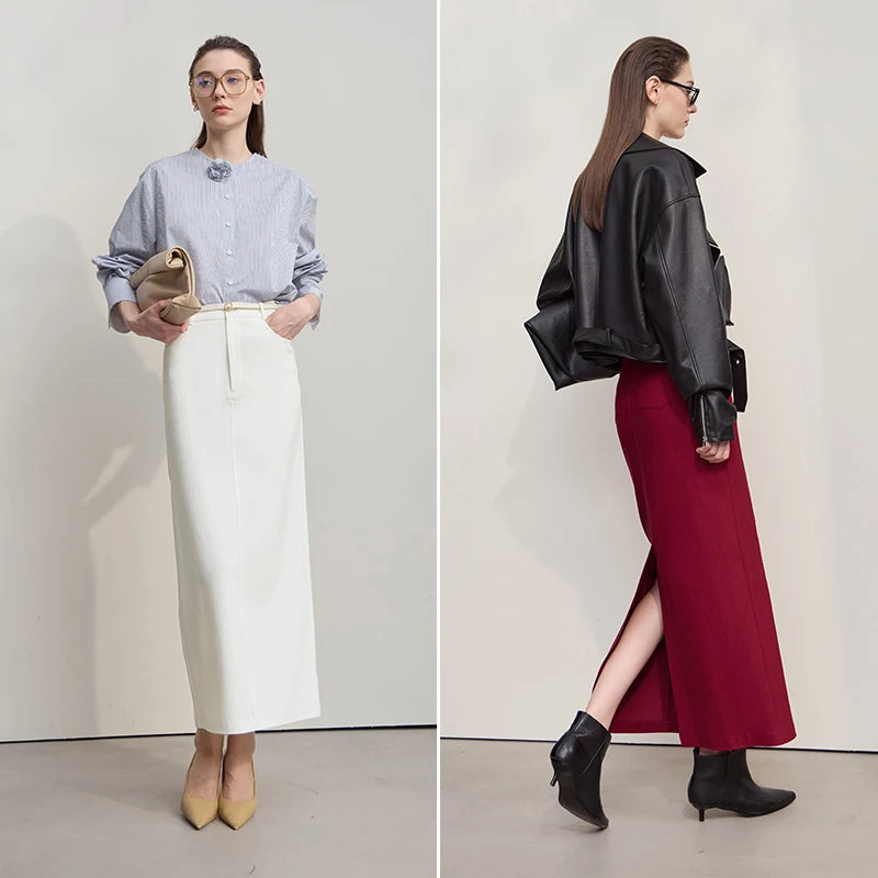 Women's Skirt 2025 Autumn New Solid Elegance Simple Style Straight Long Skirt Casual Versatile Women's Clothing 12543187