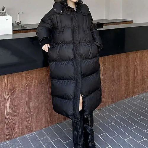 Load image into Gallery viewer, Black Thick Long Warm Big Size Hooded Cotton-padded Coat Long Sleeve Women Parkas Fashion New Autumn Winter 2025 1DH8321
