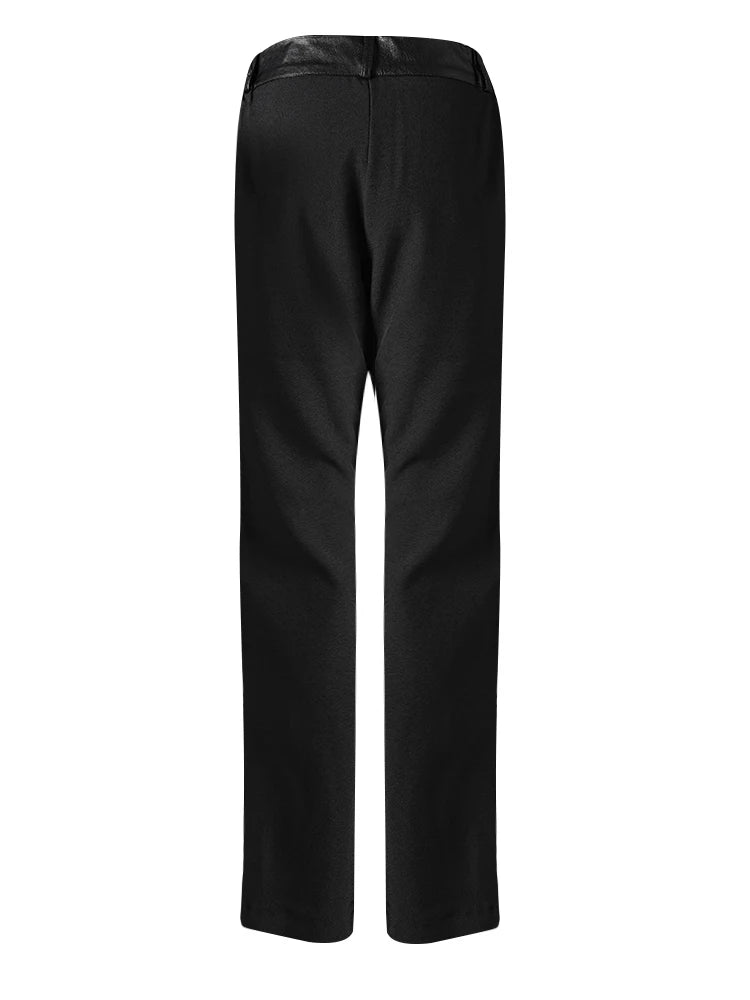 High Waist Black Brief Pocket Pu Leather Long Wide Leg Pants New Trousers Women Fashion Tide Spring Autumn 2025 CPG2581
