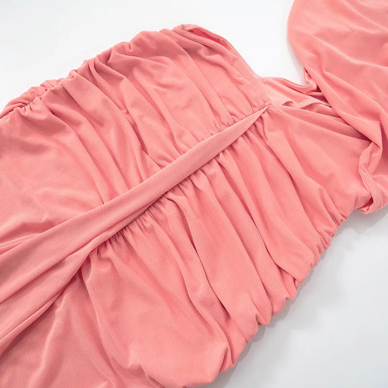 Sexy Sleeveless Hollow Out Pleated Patchwork Maxi Dress For Women High Waist Off-shoulder Slim Club Party Long Dress