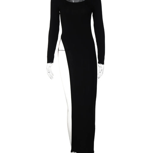 Load image into Gallery viewer, Spring Fashion Solid Long Sleeve Slit Irregular Sexy Bodycon Maxi Dress Women Casual Y2K New Outfits Party Vacation
