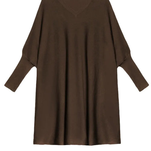 Load image into Gallery viewer, Women Blue Knitting Big Size Mini Dress New V-Neck Long Batwing Sleeve Loose Fit Fashion Tide Spring Autumn 2025 1DF9758
