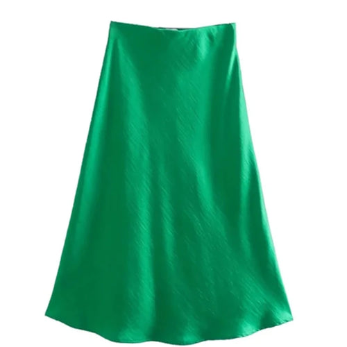 Load image into Gallery viewer, Hot Sale Solid Satin Elastic Waist Women A-Line Skirt Summer Female Slim Falda
