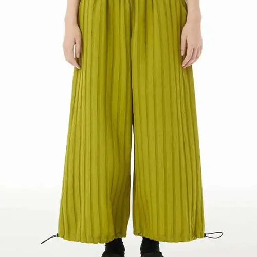 Load image into Gallery viewer, High Elastic Waist Green Pleated Striped Drawstring Pants New Loose Fit Trousers Women Fashion Spring Autumn 2025 1DF5825
