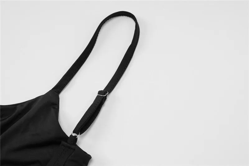 Black Sexy Dress Sets Women Spaghetti Strap Bodysuit And Maxi Skirt Matching Sets Backless Slim Fit Long Skirt Set