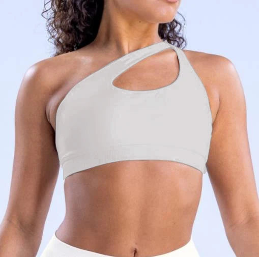 Pad Impact Asymmetric Sports Bra for Women One Shoulder Padded Yoga Top Bra Hollow Out Sexy Gym Bra Openback Workout Tops