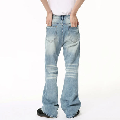 Load image into Gallery viewer, American Style Men&#39;s Jeans Summer Washed-out Marks Drooping Casual Straight Wide Leg Pockets Male Denim Pants Chic 9C6499
