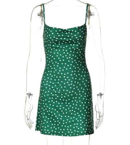 Summer Spot Print Slips Backless Sexy Elegant Bodycon Mini Prom Dress Women Clothes Y2K Birthday Party Festival