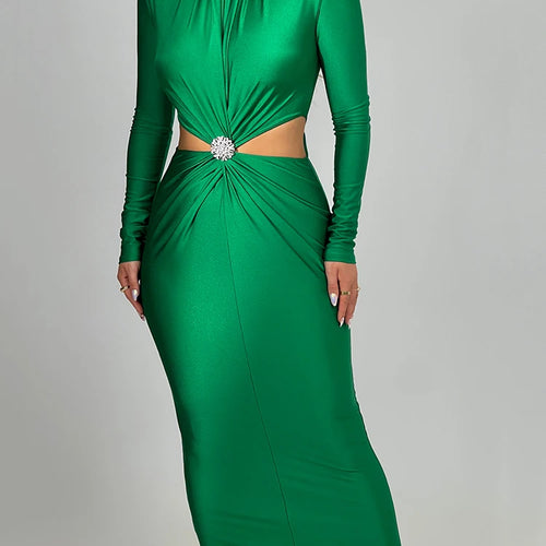 Load image into Gallery viewer, Winter New Long Sleeve HollowOut Diamond Dress For Women Bodycon Elastic Elegant Evening Dress Female Fashion Party Club
