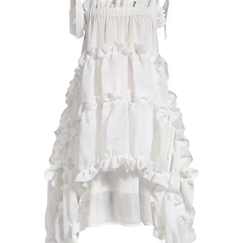 Load image into Gallery viewer, Women  Irregular Ruffles Spaghetti Strap Dress New Round Neck Long Sleeve Loose Fit Fashion Tide Spring Autumn 2025 1W571
