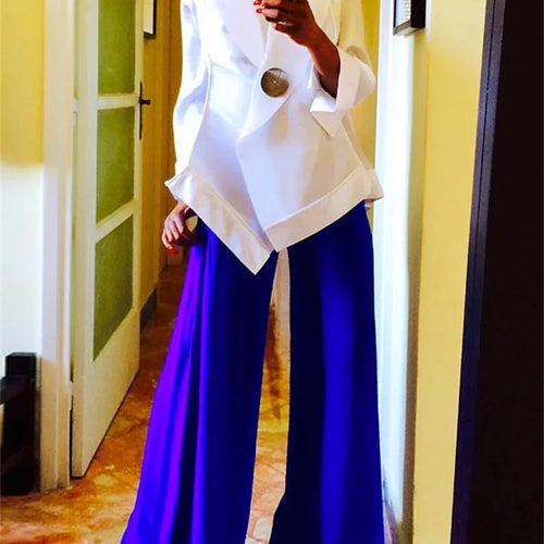 Load image into Gallery viewer, Women&#39;s shirts &amp; blouses Summer 2024 Long Sleeves Loose Buttoned Stand Collar Office White Tops Clothes for Female
