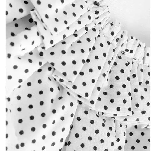 Load image into Gallery viewer, Women Black Dot  Ruffles Big Size Casual T-shirt New Round Neck Short  Sleeve Fashion Tide Spring Summer 2025 1DH5463
