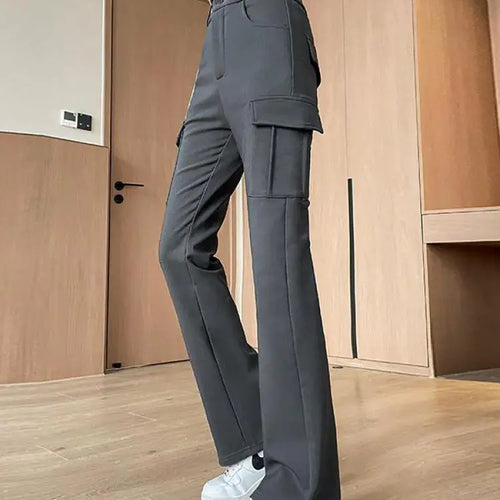 Load image into Gallery viewer, Winter New Women Black Velvet High Waist Pant Grey Office Ladies Korean Fashion Work Trousers Casual New 2024 Simplicity Popular
